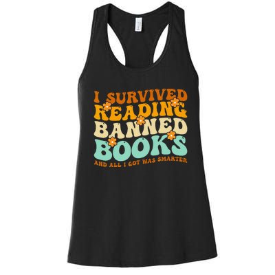 I Survived Reading Banned Books Book Lover Bookaholic Women's Racerback Tank