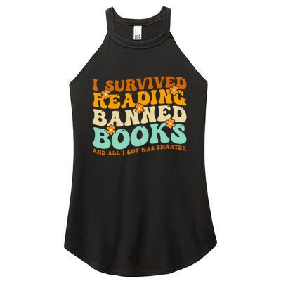 I Survived Reading Banned Books Book Lover Bookaholic Women's Perfect Tri Rocker Tank