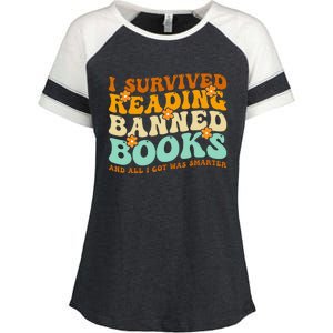 I Survived Reading Banned Books Book Lover Bookaholic Enza Ladies Jersey Colorblock Tee