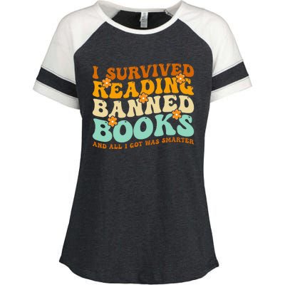 I Survived Reading Banned Books Book Lover Bookaholic Enza Ladies Jersey Colorblock Tee