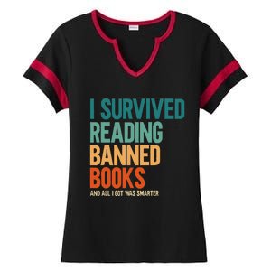 I Survived Reading Banned Books Book Lover Bookaholic Ladies Halftime Notch Neck Tee