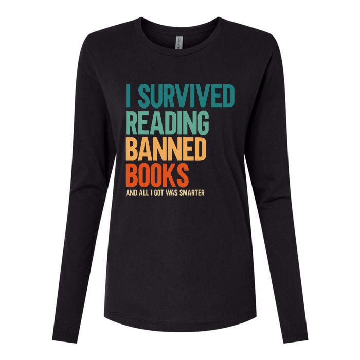 I Survived Reading Banned Books Book Lover Bookaholic Womens Cotton Relaxed Long Sleeve T-Shirt