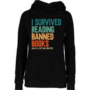 I Survived Reading Banned Books Book Lover Bookaholic Womens Funnel Neck Pullover Hood