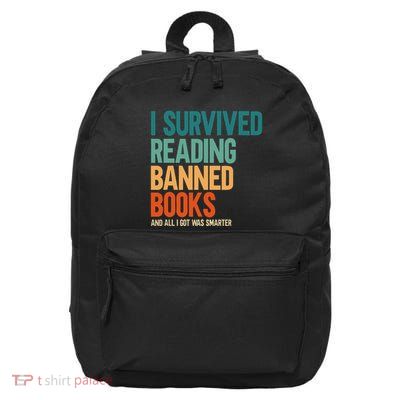 I Survived Reading Banned Books Book Lover Bookaholic 16 in Basic Backpack