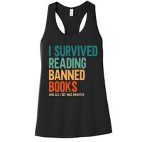 I Survived Reading Banned Books Book Lover Bookaholic Women's Racerback Tank