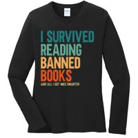 I Survived Reading Banned Books Book Lover Bookaholic Ladies Long Sleeve Shirt