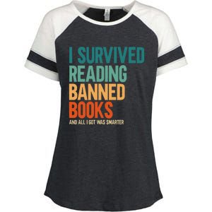 I Survived Reading Banned Books Book Lover Bookaholic Enza Ladies Jersey Colorblock Tee