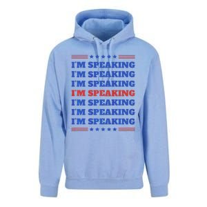 IM Speaking Repeat Stacked Text Usa Kamala 2024 Unisex Surf Hoodie