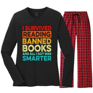 I Survived Reading Banned Books And All I Got Was Smarter Women's Long Sleeve Flannel Pajama Set 