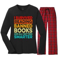 I Survived Reading Banned Books And All I Got Was Smarter Women's Long Sleeve Flannel Pajama Set 