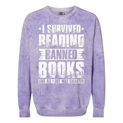 I Survived Reading Banned Books Book Lover Bookaholic Colorblast Crewneck Sweatshirt