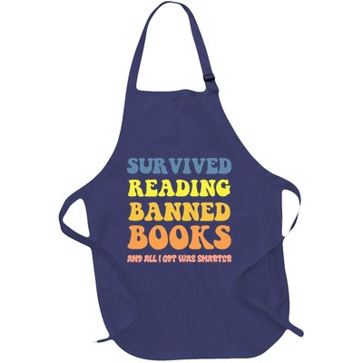 I Survived Reading Banned Books Reader Bookworm Bookaholic Full-Length Apron With Pockets