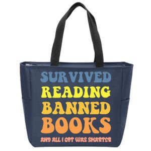 I Survived Reading Banned Books Reader Bookworm Bookaholic Zip Tote Bag