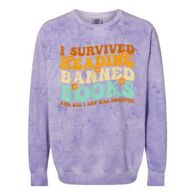 I Survived Reading Banned Books Book Lover Bookaholic Colorblast Crewneck Sweatshirt