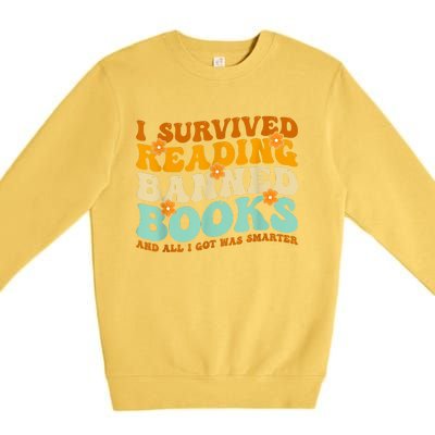 I Survived Reading Banned Books Book Lover Bookaholic Premium Crewneck Sweatshirt