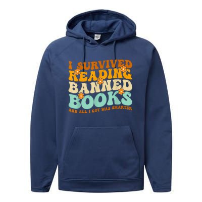 I Survived Reading Banned Books Book Lover Bookaholic Performance Fleece Hoodie