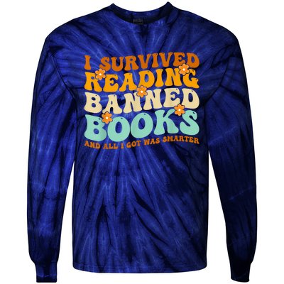 I Survived Reading Banned Books Book Lover Bookaholic Tie-Dye Long Sleeve Shirt