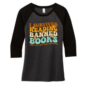 I Survived Reading Banned Books Book Lover Bookaholic Women's Tri-Blend 3/4-Sleeve Raglan Shirt