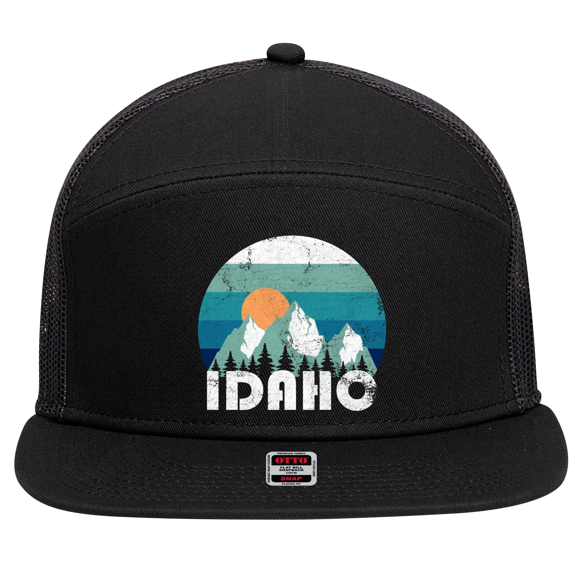 Idaho State Retro Vintage Cool Gift 7 Panel Mesh Trucker Snapback Hat