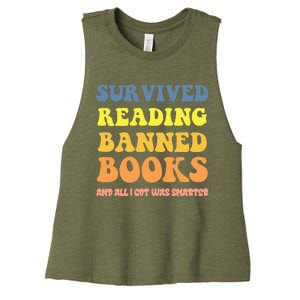 I Survived Reading Banned Books Reader Bookworm Women's Racerback Cropped Tank