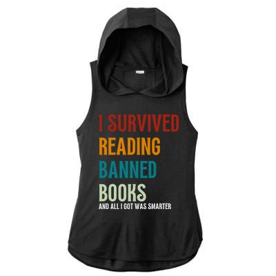 I Survived Reading Banned Books Book Lover Ladies PosiCharge Tri-Blend Wicking Draft Hoodie Tank