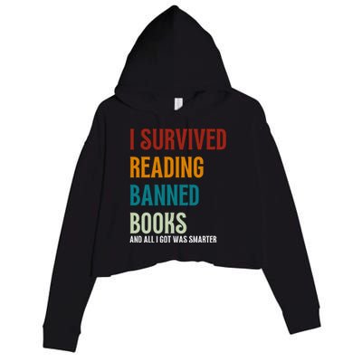 I Survived Reading Banned Books Book Lover Crop Fleece Hoodie