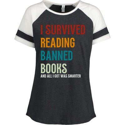 I Survived Reading Banned Books Book Lover Enza Ladies Jersey Colorblock Tee