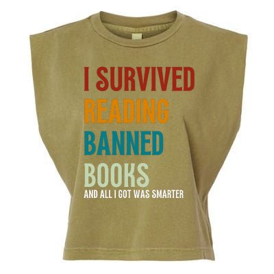 I Survived Reading Banned Books Book Lover Garment-Dyed Women's Muscle Tee