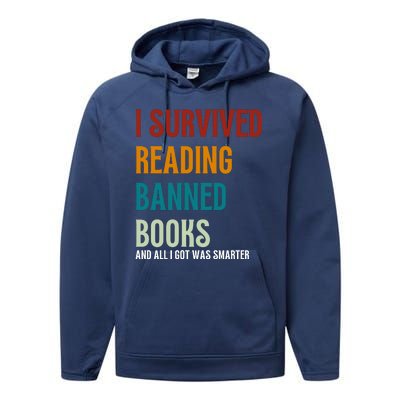 I Survived Reading Banned Books Book Lover Performance Fleece Hoodie