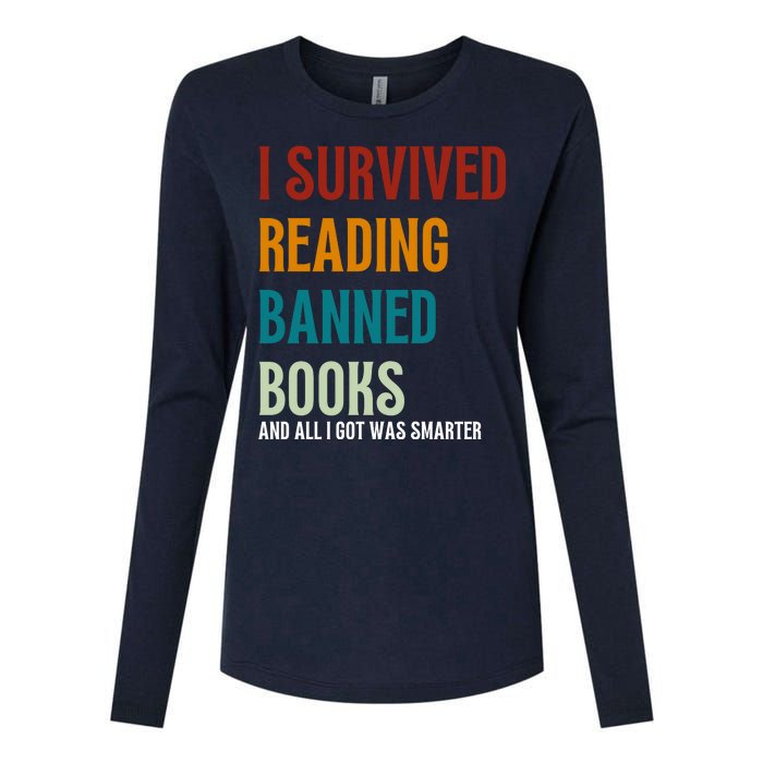 I Survived Reading Banned Books Book Lover Womens Cotton Relaxed Long Sleeve T-Shirt