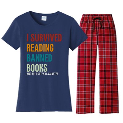 I Survived Reading Banned Books Book Lover Women's Flannel Pajama Set