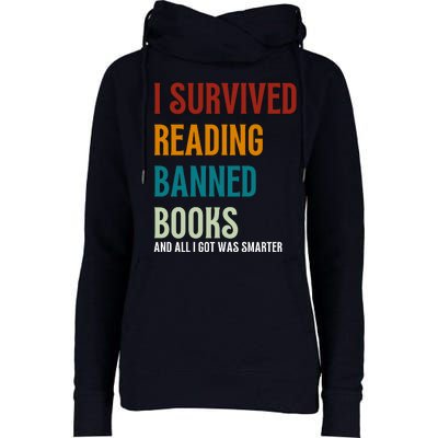 I Survived Reading Banned Books Book Lover Womens Funnel Neck Pullover Hood