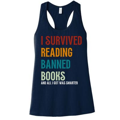 I Survived Reading Banned Books Book Lover Women's Racerback Tank