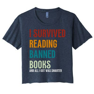 I Survived Reading Banned Books Book Lover Women's Crop Top Tee