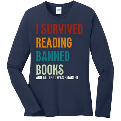 I Survived Reading Banned Books Book Lover Ladies Long Sleeve Shirt