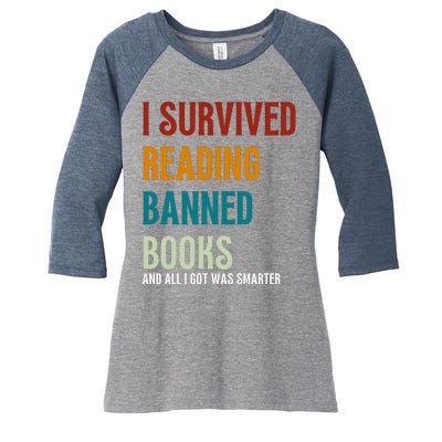 I Survived Reading Banned Books Book Lover Women's Tri-Blend 3/4-Sleeve Raglan Shirt