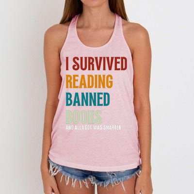 I Survived Reading Banned Books Book Lover Women's Knotted Racerback Tank