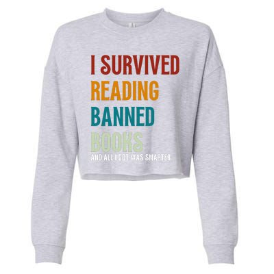 I Survived Reading Banned Books Book Lover Cropped Pullover Crew