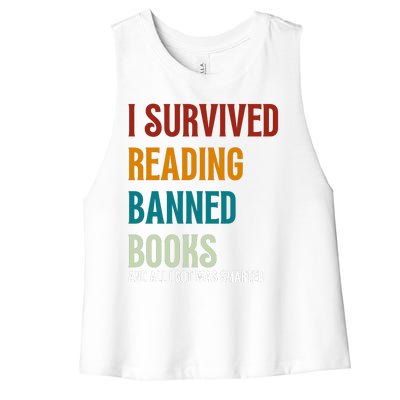 I Survived Reading Banned Books Book Lover Women's Racerback Cropped Tank