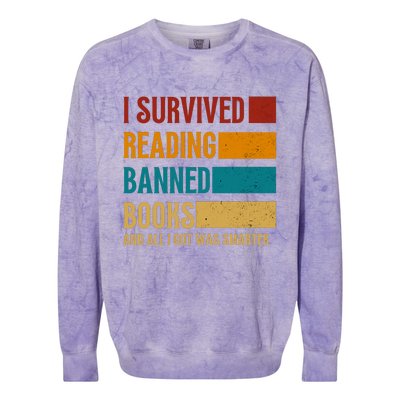 I Survived Reading Banned Books Book Lover Bookaholic Colorblast Crewneck Sweatshirt