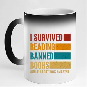 I Survived Reading Banned Books Book Lover Bookaholic 11oz Black Color Changing Mug