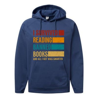 I Survived Reading Banned Books Book Lover Bookaholic Performance Fleece Hoodie