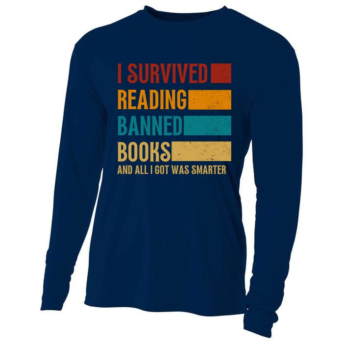 I Survived Reading Banned Books Book Lover Bookaholic Cooling Performance Long Sleeve Crew