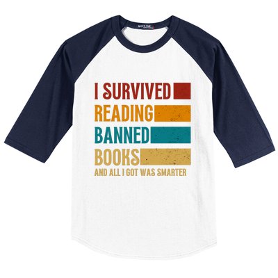 I Survived Reading Banned Books Book Lover Bookaholic Baseball Sleeve Shirt