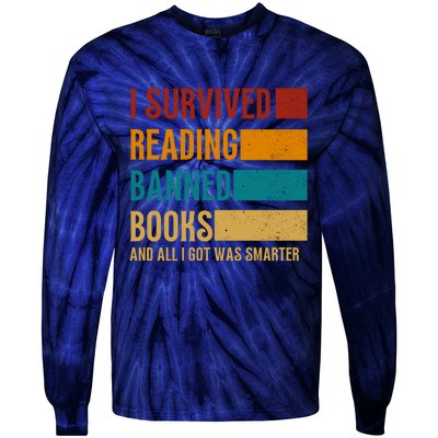 I Survived Reading Banned Books Book Lover Bookaholic Tie-Dye Long Sleeve Shirt