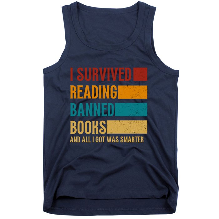 I Survived Reading Banned Books Book Lover Bookaholic Tank Top