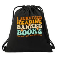 I Survived Reading Banned Books Book Lover Bookaholic Drawstring Bag