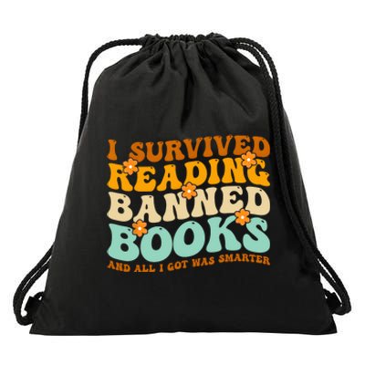 I Survived Reading Banned Books Book Lover Bookaholic Drawstring Bag