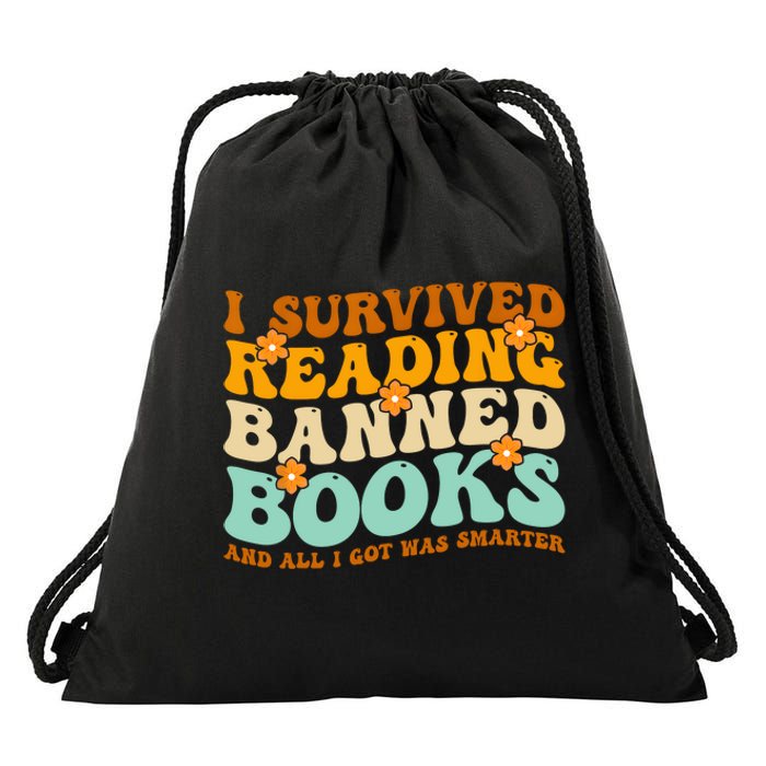 I Survived Reading Banned Books Book Lover Bookaholic Drawstring Bag