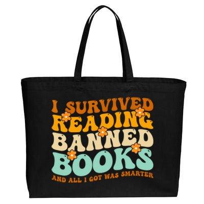 I Survived Reading Banned Books Book Lover Bookaholic Cotton Canvas Jumbo Tote